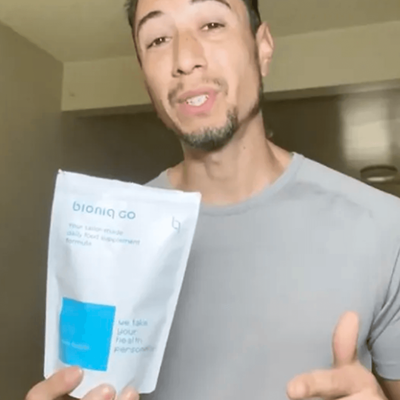 Man holding Bioniq product package